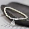 Pulseira de Contas Redondas de Prata Tibetana da Família Zhou Same Pulseira Abençoada de Dois Shihuan Feminina Lótus Lótus Semente de Lótus Presente