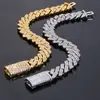 Cadena Cubana de Rombos de 14 mm de Hip-Hop Europeo y Americano Mezclada con Pulsera para Hombre de Cuadrado T Tendencia Pulsera de Zirconia de Alta Calidad Personalización