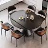 Mesa de Jantar Italiana Telescópica Giratória Preta Luxo Leve Apartamento Pequeno Quadrada-Redonda Uso Duplo Mesa Redonda Mesa de Jantar Moderna Casa Simples