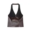 Moda Feminina Transfronteiriça Verão 2026 Estilo Europeu e Americano Moda Casual Slim Fit Top com Decote Halter Decorado com Zíper para Mulheres F26823