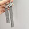 Brincos de borla assimétricos de estrela de cinco pontas de metal exagerado Coreano Elegante Estrela Brincos Longos Moda Cool Ear Jóias para Mulheres