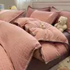 Conjunto de Cama Quatro Peças 100% Algodão, Lençol de Cama de Algodão Puro, Lençol com Elástico, Capa de Edredom, Conjunto de Três Peças, Roupa de Cama para Dormitório Estudantil, Novo Modelo 2026