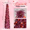 2025 Rosa Fantasía Morado Corazón de Amor Lentejuelas Árbol Decorativo Fácil de Doblar y Guardar Accesorios de Decoración para Escena de Boda en Casa