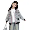 Moletom cardigã com capuz da moda para meninas, novo estilo coreano primavera/outono 2026, estampa completa de estrelas