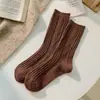 Meias Quentes de Inverno Femininas, Meias Simples de Cor Sólida Meia-Perna, Meias Grossas, Meias Estilo Japonês Folgadas Atacado