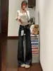 Jeans Acampanados para Mujer, Otoño e Invierno 2025, de Moda Versátiles Nuevos de Cintura Alta de Doble Botón Sueltos Acampanados Bootcut