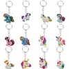Colgante de Unicornio Lindo Dibujo Animado Caballo Pequeño Llavero de Bolsa Adorno Colgante PVC Goma Blanda Decoración de Llavero Colgante Pequeño