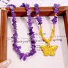 Colar Roxo de Alta Retenção de Cor Feminino Nicho Luxo Acessível Cristal de Imitação Zircônia Corrente para Clavícula Outono e Inverno 2025 Corrente de Suéter de Alta Qualidade