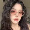 Gafas de Sol Rosas Degradadas Retro con Montura Ovalada Montura de Metal Estilo Dulce Fresco de Moda Gafas Estilo Callejero de Hong Kong Gafas de Sol con Forma Cóncava