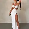 Vestido de Noche Banquete de Otoño 2026 Ropa Femenina Europea y Americana Transfronteriza Dropshipping Sexy Elegante Vestido con Abertura que Revela la Cintura