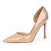 Tacones altos de estilo francés para mujer, con suela roja, punta abierta y punta fina, con un tacón esbelto, perfectos para el verano, con una abertura poco profunda, un diseño sexy y elegante, y una estética versátil, lujosa y de alta gama