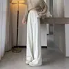 Calças de chenille de perna larga estreita para mulheres, novo estilo primavera e outono 2026, cintura alta, corte reto, casual, folgadas, modeladoras, calças com forro de fleece