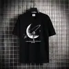 Comercio Exterior Estilo Hong Kong Marca de Moda Tendencia Camiseta para Hombre Verano Estilo Americano Holgada Manga Corta Negra Tendencia Camiseta de Manga Corta para Hombre