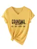 Camiseta Casual de Manga Corta con Estampado de Letras, Cuello en V, Estilo Abuela, Europea y Americana, Para Mujer, Exportación de Amazon, Holgada