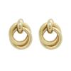 Pendientes de Aro Grandes Doble Círculo Brillantes Esmerilados para Mujer Estilo Ins Nicho Doble Círculo Multicapa Pendientes de Círculo Grande Pendientes de Aguja de Acero