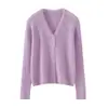 Novo Suéter de Malha Desfiada com Gola V Outono/Inverno, Suéter Quente de Manga Longa Cor Sólida, Top Feminino Slim Fit 100% Caxemira Pura