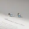 Pendientes de Plata de Ley S925 Nalan Ópalo Azul Claro Planeta Espiral Tonos Azules Pendientes Exquisitos Estilo Hada Pequeña M08437