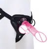 F184 Preto 3 Anéis Cabeça Plana King Japonês e Coreano Tamanho Pequeno Comércio Eletrônico Transfronteiriço Dildo Artificial Vestível Calças de Couro Produtos Gay