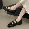 Zapatos Retro Redondos con Plataforma Interior Estilo Francés para Mujer 2025 Otoño Nuevos Zapatos de Ballet Mary Jane con Estampado de Leopardo para Mujer