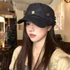 Boina de mezclilla desgastada y rota con ala grande, gorra de pintor tipo boina vintage para mujer que hace que la cara se vea más pequeña