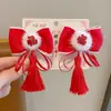 Pinza para el pelo de niña pequeña León Danzante Hanfu Borla Año Nuevo Accesorio para el pelo Peluca Princesa Lazo Adorno para el pelo Pinza para el pelo de niños