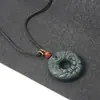 Jade Hetian Natural Zafiro Pixiu, Hebilla de Seguridad Sensible Colgante para Hombres y Mujeres, Anillo de Transferencia con Hebilla de Seguridad Doble Pixiu