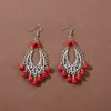 Pendientes Bohemianos Europeos y Americanos con Borlas y Turquesa, Pendientes de Estilo Étnico Retro, Joyería para Orejas Única y Elegante Estilo Tibetano