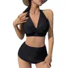 Nuevo Traje de Baño Europeo y Americano para Mujer para Meterse en Aguas Termales, Traje de Baño Dividido Adelgazante, Bikini Sexy con Push-Up, Playa de Aguas Termales para Mujeres