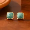 Pendientes Cuadrados de Azúcar Tendencia en Tiktok con un Toque de Lujo, Collar con Colgante de Piedra Natural, Cadena para Clavícula, Pendientes de Lujo Ligero de Moda