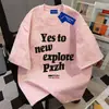 Camiseta de Algodón Puro Pesado con Tie-Dye Personalizado de Manga Corta y Longitud Media para Hombres y Mujeres, Verano Holgada Moda Cuello Redondo Top de Pareja, Estilo Ins
