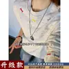 Sudadera Bordada de Cuello Redondo en Color de Contraste para Hombres y Mujeres, Marca de Tendencia, Casual de Gama Alta, Versátil, Camiseta con Diseño de Moda Nuevo y de Tendencia