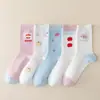 Calcetines Lindos para Mujer, Calcetines de Media Pantorrilla para Primavera y Verano, Calcetines Deportivos Lindos de Manzana de Moda, Populares Calcetines Finos de Algodón para Niñas