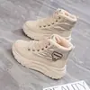 Botas de nieve de suela gruesa para mujer, zapatos de algodón cálidos, nuevos de caña alta, forrados de felpa, engrosados, botas Martin de moda para otoño e invierno, K6719