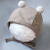Chapéu Estilo Coreano Ins para Recém-Nascido Touca Fetal para Bebê Menino e Menina Chapéu com Proteção para Orelhas Boné de Beisebol Ursinho de Algodão Estilo Ins