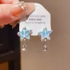 Pendientes de Borla de Estrella de Resina Incrustada de Diamantes Aguja de Plata Lujo Ligero Estilo Festivo Exquisito Francés Pendientes de Gama Alta de Nicho