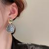Pendientes ovalados de metal con aguja de plata galvanizada y oro auténtico, elegantes y sencillos, de estilo francés, de lujo, ligeros y de alta gama para mujer.