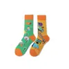 Calcetines de Moda Originales Asimétricos Estilo AB para Mujer Calcetines de Algodón de Verano Zhejiang Arte de Dibujos Animados Personalizado Calcetines de Algodón de Tubo Medio para Hombres y Mujeres