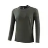 Camiseta esportiva de manga comprida de secagem rápida para outono e inverno ao ar livre, top sem costura de alta elasticidade com gola redonda, camiseta fina de fleece, manga comprida quente para casa