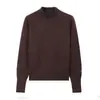 Suéter de punto base de manga larga de color liso con cuello medio alto estilo coreano para mujer, suéter pullover grueso y cálido simple y versátil para otoño e invierno