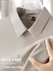 Camisa Masculina de Seda Gelada Modal 60S Manga Longa Sem Ferro Fácil de Cuidar Verão Fresca Elegante Sem Costura Camisa Social
