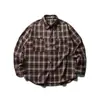 Camisa de Cuadros Nueva Rumeng Spring para Hombre Retro Americano Holgada Transpirable de Manga Larga Camisa para Hombre Chaqueta para Hombre Moderna