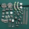 Accesorios de ágata y jaspe con forma de flor de plata esterlina S925, estilo retro, hechos a mano, con cuentas, joyería al por mayor