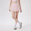 Falda Corta de Yoga Adelgazante de Verano Elástica de Cintura Alta con Forro, Antiexposición, Falda de Tenis con Bolsillo, Falda Plisada Casual para Exterior