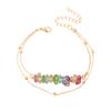 Pulseira de Tornozelo de Cristal Multicamadas Estilo Frio de Celebridade da Internet ins Acessórios Transfronteiriços Europeus e Americanos Pulseira de Tornozelo Feminina Elegante e Moderna Boêmia
