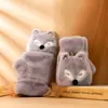 Guantes de Peluche de Capibara Lindos para Mujer, Cubierta Plegable de Medio Dedo para Invierno, Compatibles con Pantalla Táctil, Cálidos y Gruesos, para Estudiantes y Ciclismo, a Prueba de Frío