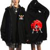 Chaqueta con estampado perimetral de animación de One Piece, unisex, estilo hip-hop, holgada y con capucha, a la moda.