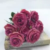 Ramo Alto Artificial de Rosas Rizadas de 10 Cabezas Ramo Francés Decoración del Hogar Camino de Boda Flor Artificial Flor de Rosa Falsa