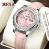 Relógio Popular Feminino de Transmissão ao Vivo Oufani, Simples Verde Fluorescente Ghost Water Anel de Diamante Relógio de Quartzo à Prova d'Água, Relógio de Luxo Leve com Calendário Simples