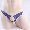 Yezi Mei Roupa Íntima Sexy, Cueca Tanga Sexy Masculina Ultra Fina de Renda Transparente com Aberturas Baixa na Cintura T-Back