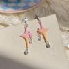 Pendientes de Borlas Mariposa con Degradado Rosa y Amarillo de Celebridad de Internet, Pendientes Exquisitos Versátiles en Forma de Estrella Dulces y de Hada